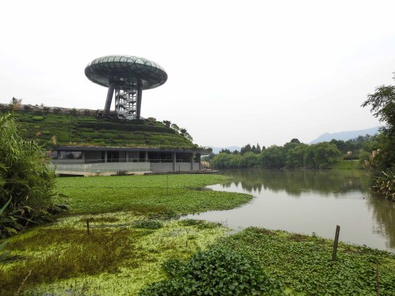 emerging from the sanctuary, if you turn left and head towards the Xixi wetland museum, you see this monstrous building that is a real blot on the landscape..... 